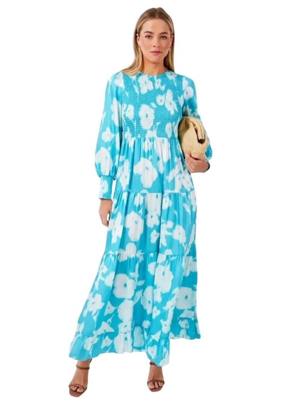 Tuckernuck Libby Dress in Blue Watercolor Floral New Womens Long Maxi